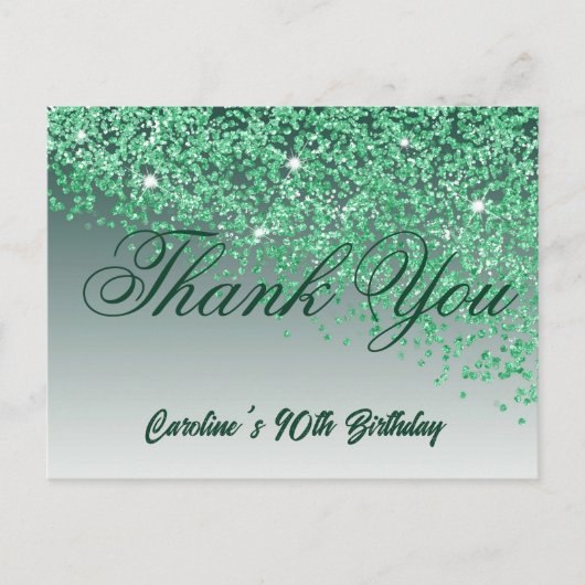 Green Glitter, 90ste verjaardag Briefkaart (Voorkant)