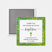Green Glitter ADULT BAPTISM Dank u Magneet (Voorkant / Achterkant)