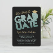 Green Glitter Afstuderen Cutout Graduation Party Kaart (Staand voorkant)