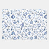 Green Glitter Blue Ornamenten Bows Christmas Inpakpapier Vel (Voorkant 2)