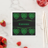 Green Glitter Celtic Heart Knot Pattern Napkins Servet (Insitu)