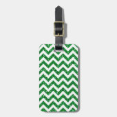 Green Glitter Chevron Pattern Bagagelabel (Voorkant verticaal)