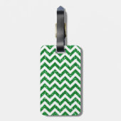 Green Glitter Chevron Pattern Bagagelabel (Achterkant verticaal)