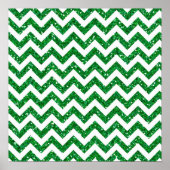 Green Glitter Chevron Pattern Poster (Voorkant)