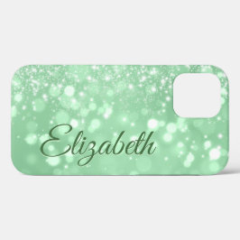 Green Glitter Chic Girly Name Case-Mate iPhone Case