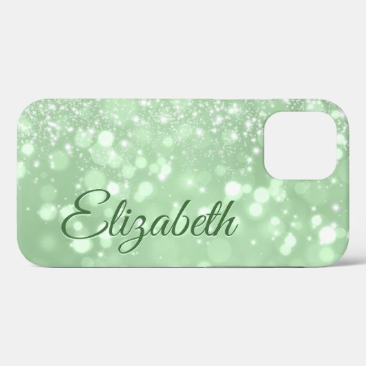 Green Glitter Chic Girly Name Case-Mate iPhone Case (Achterkant (horizontaal))