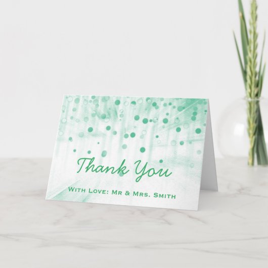 Green Glitter Confetti Sparkles Stip Dank u Bedankkaart (Voorkant)