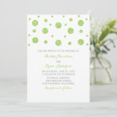 Green Glitter Confetti Wedding Invite Kaart (Staand voorkant)