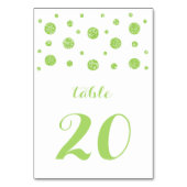 Green Glitter Confetti Wedding Table Kaart (Achterkant)