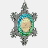 Green Glitter Diamond 50th Wedding Jubileum Tin Sneeuwvlok Ornament (Links)