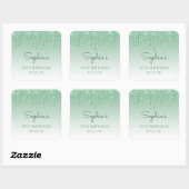 Green Glitter Drip 18th Birthday Square Vierkante Sticker (Vel)