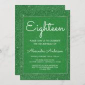 Green Glitter en Sparkle 18e verjaardagsfeest Kaart (Voorkant / Achterkant)