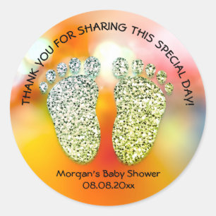 Green Glitter Feet Baby shower - Holografisch Ronde Sticker