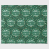 Green Glitter Gelukkig Nieuwjaar Vrolijk Kerstfees Cadeaupapier (Vlak)
