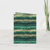 Green Glitter Glam Gold Stripes Thank you Bedankkaart (Achterkant)