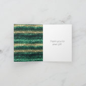 Green Glitter Glam Gold Stripes Thank you Bedankkaart (Binnen)
