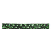 Green Glitter Glam Leopard Spots Patroon Satijnen Lint (Voorkant)