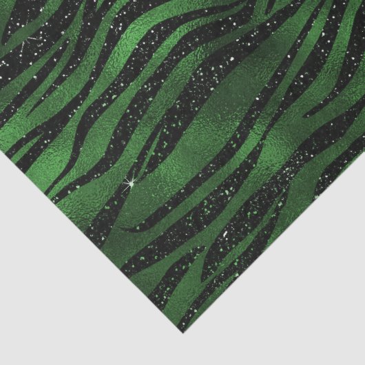 Green Glitter Glam Tiger Stripes Patroon Tissuepapier (Detail)