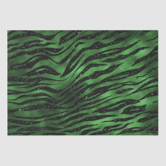 Green Glitter Glam Tiger Stripes Patroon Tissuepapier (Voorkant)