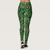 Green Glitter Gold Leopard Shamrock Clover Irish Leggings (Achterkant)