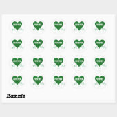 Green Glitter Heart de heer+Mrs Round Sticker (Vel)