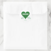 Green Glitter Heart de heer+Mrs Round Sticker (Tas)