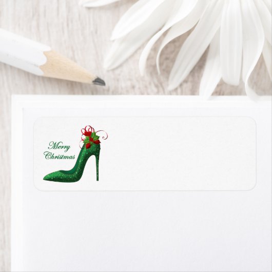 Green Glitter Heels Adresetiketten Etiket (Insitu)