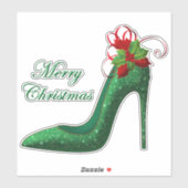 Green Glitter Heels Vinyl Sticker (Vel)
