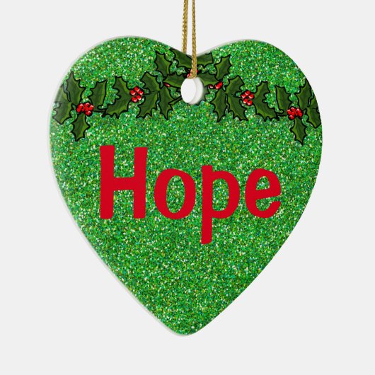 Green Glitter Kerstmis Hope - Custom Text Keramisch Ornament (Rechts)