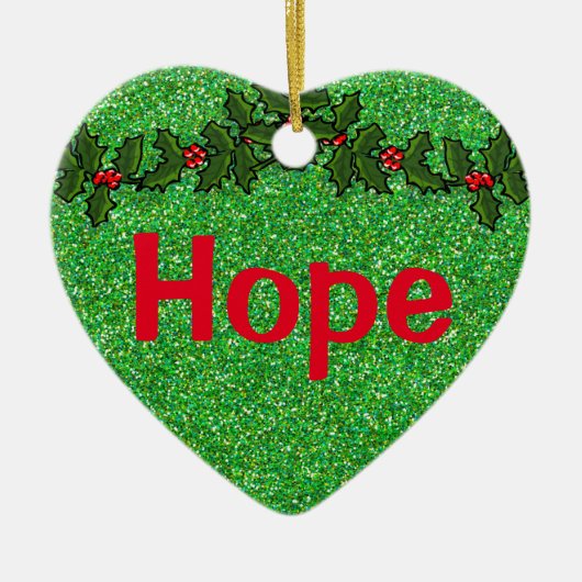 Green Glitter Kerstmis Hope - Custom Text Keramisch Ornament (Voorkant)
