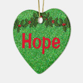 Green Glitter Kerstmis Hope - Custom Text Keramisch Ornament (Links)