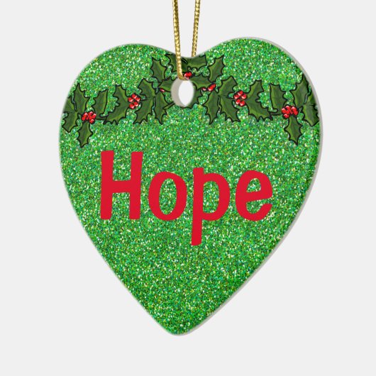 Green Glitter Kerstmis Hope - Custom Text Keramisch Ornament (Links)
