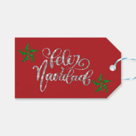 Green Glitter Kerstster Cadeaulabel