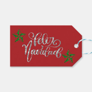Green Glitter Kerstster Cadeaulabel