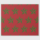 Green Glitter Kerstster Cadeaupapier (Vlak)