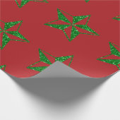 Green Glitter Kerstster Cadeaupapier (Hoek)