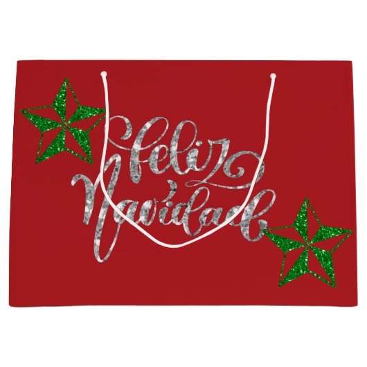 Green Glitter Kerstster Groot Cadeauzakje (Voorkant)