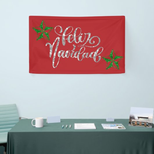 Green Glitter Kerstster Spandoek (Beurs)