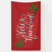 Green Glitter Kerstster Spandoek (Verticaal)