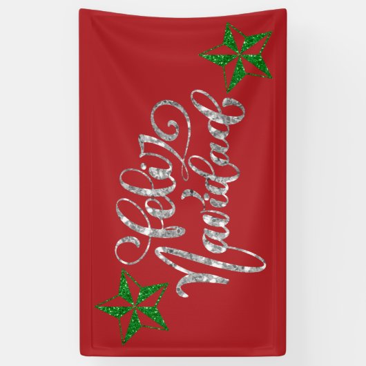 Green Glitter Kerstster Spandoek (Verticaal)