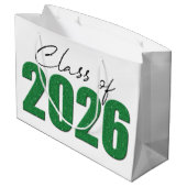 Green Glitter Klasse van 2026 Groot Cadeauzakje (Achterkant Gekanteld)