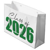 Green Glitter Klasse van 2026 Groot Cadeauzakje (Voorkant Gekanteld)