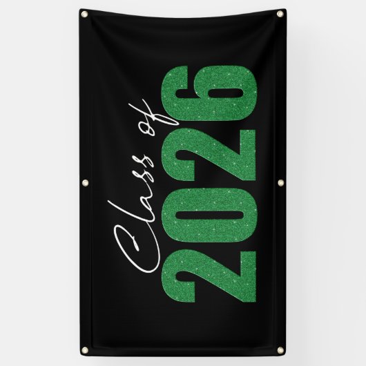 Green Glitter Klasse van 2026 Spandoek (Verticaal)