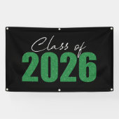 Green Glitter Klasse van 2026 Spandoek (Horizontaal)