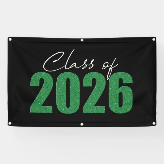 Green Glitter Klasse van 2026 Spandoek (Horizontaal)