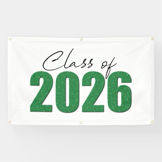 Green Glitter Klasse van 2026 Spandoek (Horizontaal)