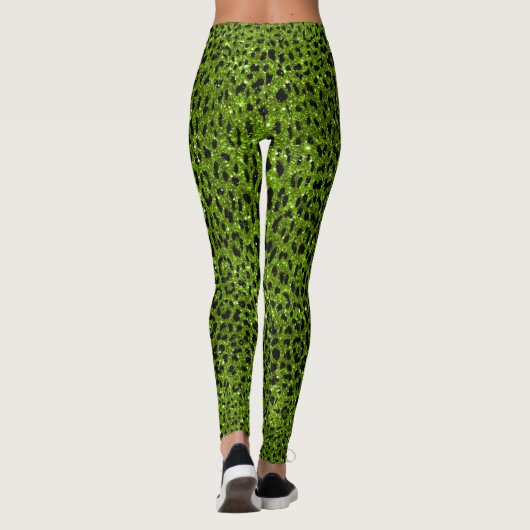 Green Glitter Leopard Pattern Leggings (Achterkant)