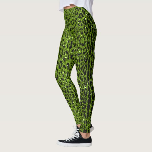 Green Glitter Leopard Pattern Leggings (Links)