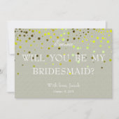 Green Glitter Minimal, je wordt mijn bruidsmeisje Kaart (Voorkant)