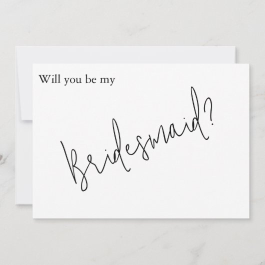 Green Glitter Minimal Script Bruidsmeisje Voorstel Kaart (Achterkant)